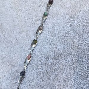 Sliver Stoned Leaf Bracelet